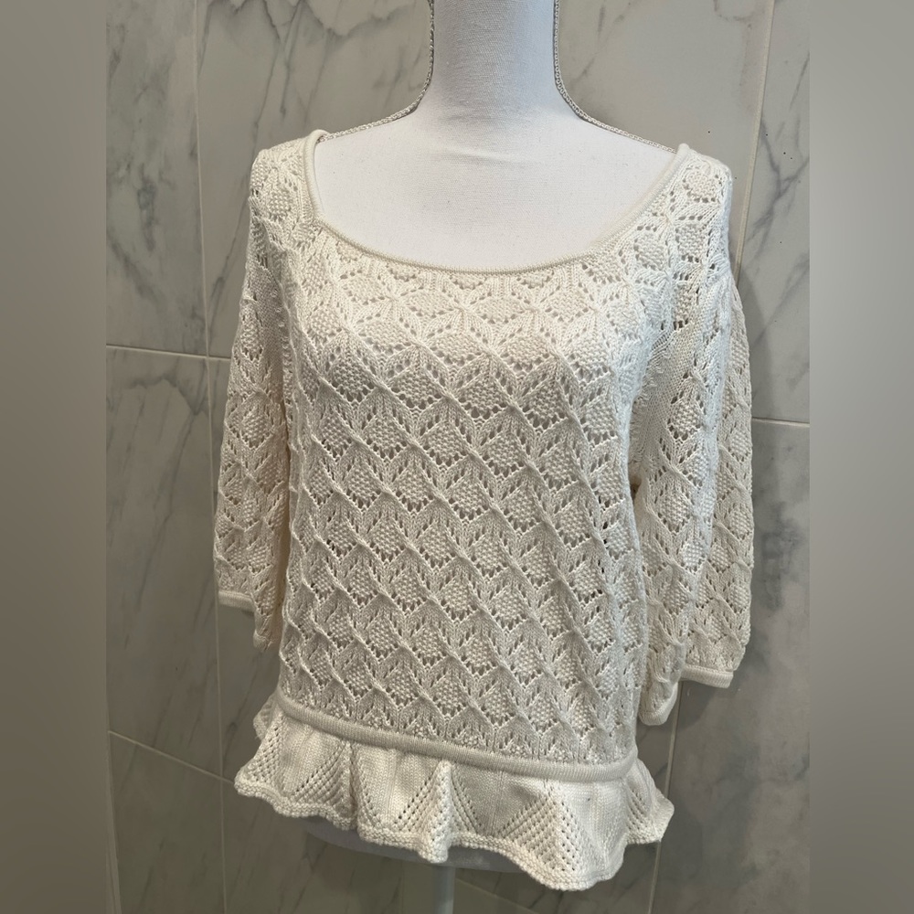 Ann Taylor Women’s Cream Sweater Top Size Large NWT